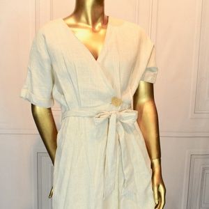 LAST CHANCE! Short Sleeve Linen Dress w/ Side Tie